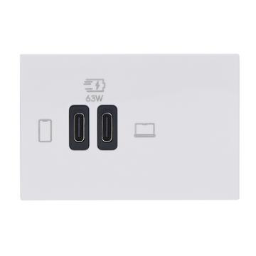  CHARG 3MOD USB C+C 63W BLANC 
