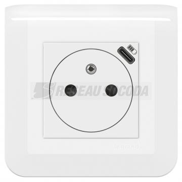  2P+T FR USBC 2MOD CPL BLANC 