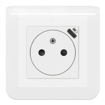  2P+T FR USBC 2MOD CPL BLANC 