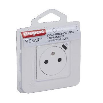  2P+T FR USBC 2MOD CPL BLANC 