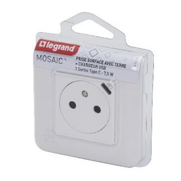  2P+T FR USBC 2MOD CPL BLANC 