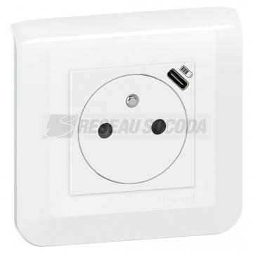  2P+T FR USBC 2MOD CPL BLANC 