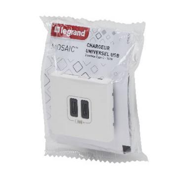  2USB CC 3A 2MOD COMPO BLANC 