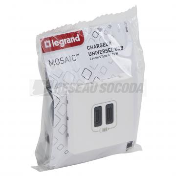  2USB CC 3A 2MOD COMPO BLANC 