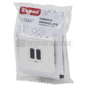  2USB CC 3A 2MOD COMPO BLANC 