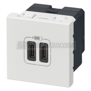  2USB CC 3A 2MOD COMPO BLANC 