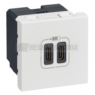  2USB CC 3A 2MOD COMPO BLANC 