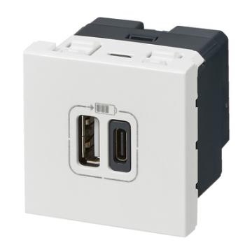  2 USB AC 3A 2MOD COMPO BLANC 