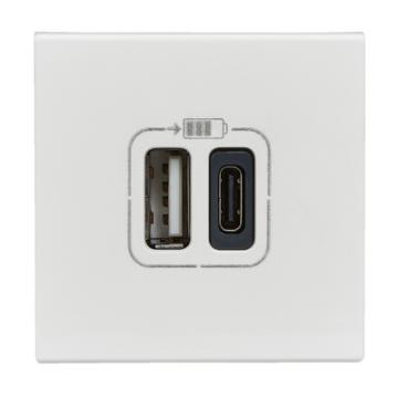  2 USB AC 3A 2MOD COMPO BLANC 
