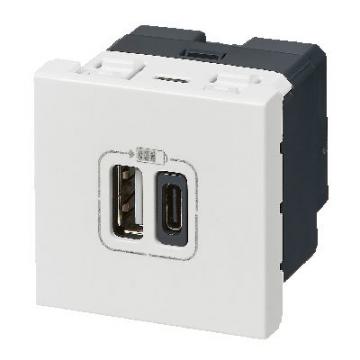  2 USB AC 3A 2MOD COMPO BLANC 