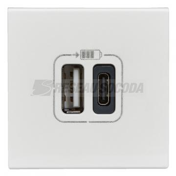  2 USB AC 3A 2MOD COMPO BLANC 