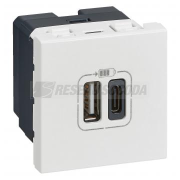  2 USB AC 3A 2MOD COMPO BLANC 