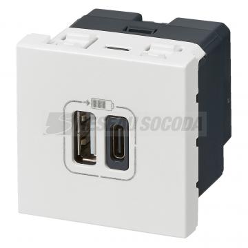  2 USB AC 3A 2MOD COMPO BLANC 