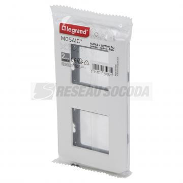  SUPPORT+PLAQUE 2X2MOD V BLANC 