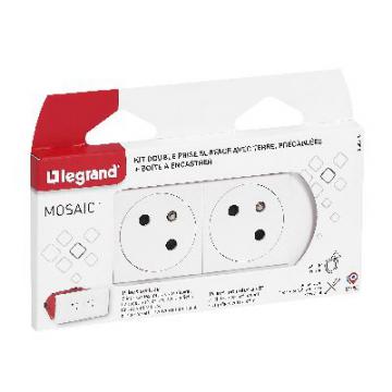  KIT 2X2P+T ENCASTRE BLANC 
