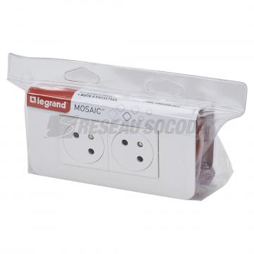  KIT 2X2P+T ENCASTRE BLANC 