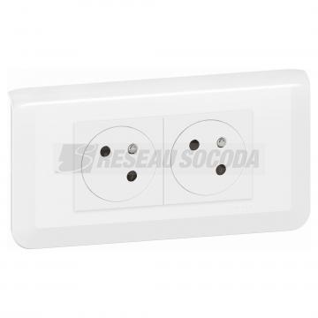  KIT 2X2P+T ENCASTRE BLANC 