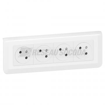  KIT 4X2P+T ENCASTRE BLANC 