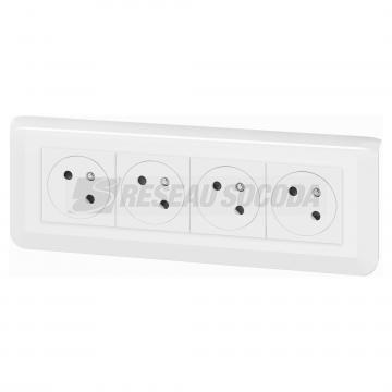  KIT 4X2P+T ENCASTRE BLANC 