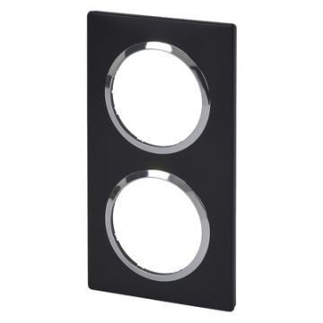  PLAQUE 2P NOIR VELOURS CHROME 
