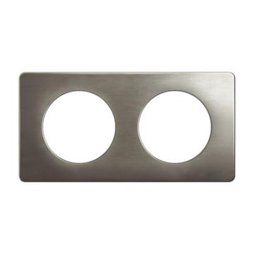  PLAQUE 2 POSTES ACIER SATINE 