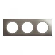  PLAQUE 3 POSTES ACIER SATINE 