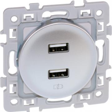  SQUARE charg. dbleUSB A  SILV 