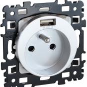 SQUARE Prise 2P+T + USB A SILV 