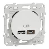  Prise double USB typeA+C Blanc 