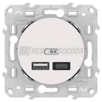  Prise double USB typeA+C Blanc 