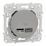  Prise double USB typeA+C Alu 